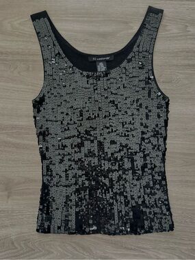 52 Weekends Black Sequin Ombre Tank Top